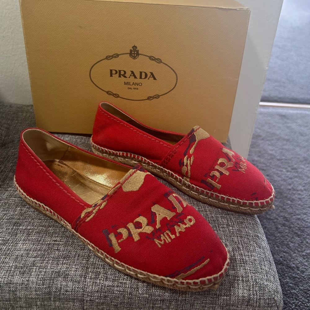 Prada Red Canvas Espadrilles